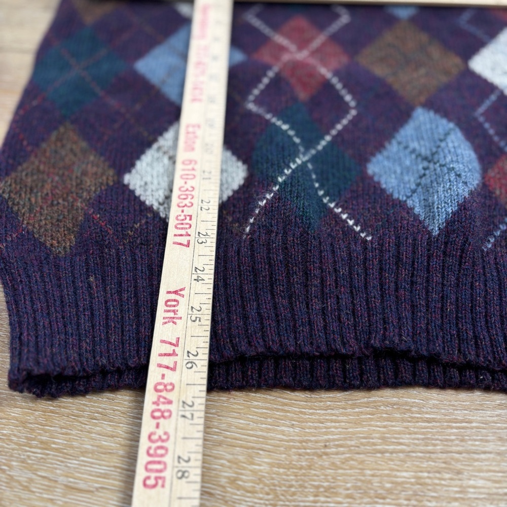 VTG Royal Scott Mens Large Shetland Wool Sweater Vest Argyle Made in Hong Kong - Picture 4 of 9